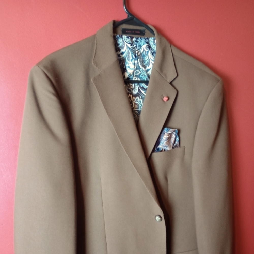 VITALI, 46R Brown Men's Suit Coat, Excellent Condition